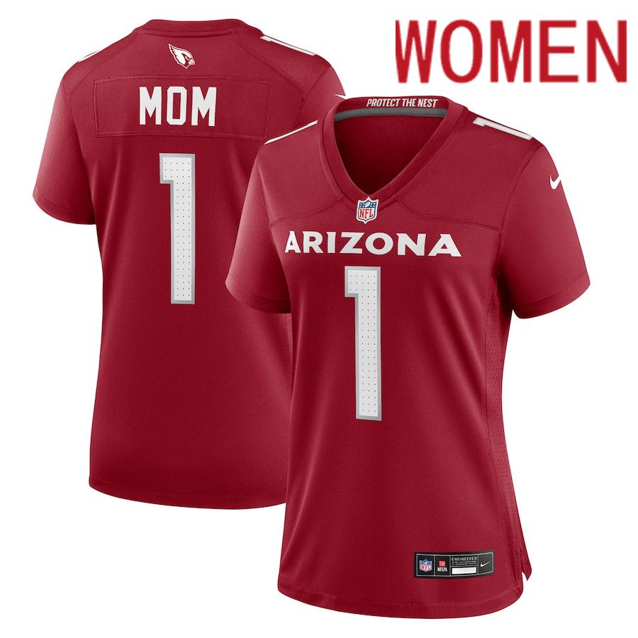 Women Arizona Cardinals 1 Mom Number Nike Cardinal Game NFL Jersey